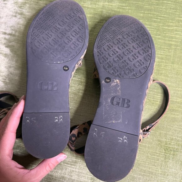 GB Gianni Bini Leopard Sweet Talk Leather Suede Platform Sandal Size 8.5 - Picture 7 of 9